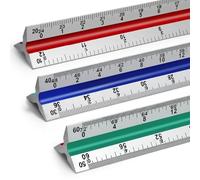 Kyuionty Regla de escala de ingeniero de 12 pulgadas, herramienta de dibujo triangular grabada con láser de aluminio para dibujo de ingeniería civil, escala imperial 1:10, 1:20, 1:30, 1:40, 1:50, 1:60