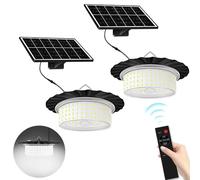 KYUQY Luces solares colgantes para cobertizo, 3000 K/4000 K/6500 K/360 °/luces regulables con sensor de movimiento con control remoto, cable de 16.4 pies para cobertizo, kiosco, gallinero, hogar
