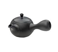 Kyusu Tetera japonesa con asa lateral para té verde, cerámica negra 200 ml de tokoname, colador de té de cerámica integrado, tetera asiática con una sola mano