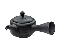 Kyusu - Tetera japonesa de cerámica Kyusu de 200 ml, con asa lateral y colador de acero inoxidable, tetera con una sola mano para preparar té verde, carbón