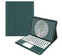 KYVELO Funda con Teclado Táctil y Ratón para Lenovo Idea Tab Pro 12,7" 2025 (TB373FU/TB375FC/ZAE40175US), Teclado Retroiluminado 7 Colores Teclas Redondas, Carcasa TPU Soporte (Incluye Ñ),Dark Green
