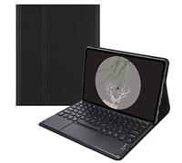 KYVELO Funda con Teclado Táctil y Ratón para Lenovo Idea Tab Pro 12,7" 2025 (TB373FU/TB375FC/ZAE40175US), Teclado Retroiluminado 7 Colores Teclas Redondas, Carcasa TPU Soporte (Incluye Ñ),Negro