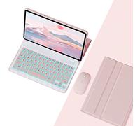 KYVELO Funda con Teclado y Ratón para Lenovo Tab P12 12.7" 2023, Teclado Retroiluminado 7 Colores Extraíble, Carcasa Protección Integral (Incluye Ñ),Rosado