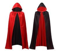 KYWLCO Capa con capucha de vampiro de Halloween, unisex, reversible, color negro y rojo, capas de bruja de doble cara para Halloween, fiesta de máscaras, cosplay, disfraces de carnaval, 140 cm, L