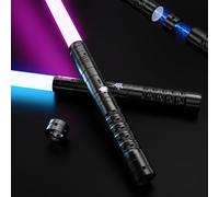 KYWLCO Sable Láser-2 Piezas para Niños, Sable de Luz RGB con 15 Colores, Recargable USB-C,4 Modos de Duelo, Sables Conectables de Metal - Juguete de Cosplay para Películas, Hallowee (2PC Negro 78cm)