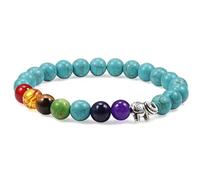 KYXSPINWARDPV Pulsera de cuentas de piedra natural de 8 mm, 7 chakras, para hombre, color negro y lava, 19cm, Piedra, Circonita cúbica