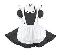 KYXSPINWARDPV Sissy - Minivestido plisado de piel brillante con cuello de Peter Pan de PVC y delantal para cosplay, color negro, talla M