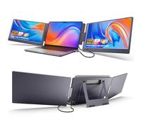 KYY Monitor triple portátil de 14 pulgadas para laptop, extensor de pantalla de laptop con pantalla IPS Full HD, monitor extendido compatible con Mac, Windows, cromado, se adapta a portátiles de 12 a