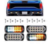 KYYET 4 unidades 12-24 V 12 LED montaje en superficie advertencia de peligro de emergencia Intermitente Barra de luz estroboscópica para vehículos todoterreno ATV Camiones remolque camión Van (ámbar y