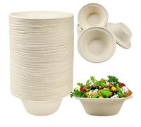 KYYGKY 100 PCS Cuencos de Papel Desechables 340ml, Tazones de Bagazo de Caña de Azúcar Compostables y Biodegradables, Cuencos de Cartón Pequeños para Uso Diario Fiestas Barbacoas Camping