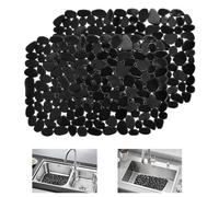 KYYGKY 2 PCS Alfombrillas Fregadero Cocina, Protector Fregadero Cocina de PVC con Diseño de Guijarros, Alfombrillas para Fregadero Antideslizante, Alfombrilla Grifo Fregadero 30x40 cm (negro)