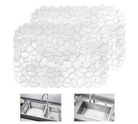 KYYGKY 2 PCS Alfombrillas Fregadero Cocina, Protector Fregadero Cocina de PVC con Diseño de Guijarros, Alfombrillas para Fregadero Antideslizante, Alfombrilla Grifo Fregadero 30x40 cm (Transparente)