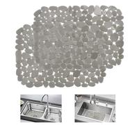 KYYGKY 2 PCS Alfombrillas Fregadero Cocina, Protector Fregadero Cocina de PVC con Diseño de Guijarros, Alfombrillas para Fregadero Antideslizante, Alfombrilla Grifo Fregadero 30x40 cm (gris)