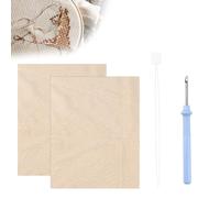 KYYGKY 2 piezas de tela de algodón de 26.4 x 19.6 pulgadas, tela de lino natural, tela de monjes para aguja de perforación, telas de punto de cruz con agujas de perforación, enhebrador para bordar