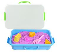 KYYGKY 2PCS Cajas de Arena para Niños, Arenero Niños Pequeño de Plástico 38 * 25 * 9cm, Bandeja de Arena Niños con Tapa y Asa Portatil, Arenero Infantil para Niños Pequeños (Azul y Verde)