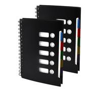 KYYGKY 2PCS Cuadernos A5, Libreta a5 de 150 Hojas, Cuaderno de Espiral con 5 Separadores y 1 Bolsillo Ampliable, Cuaderno de Rayas con Tapa Blanda para Escribir Diario Notas Listas de Tareas (Negro)