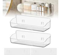 KYYGKY 2PCS Estanterias de Ducha, Estante Ducha sin Taladro Transparente con Cinta Autoadhesiva, Baldas Baño sin Taladro de Plastico, Repisas Flotantes para Baño Cocina Dormitorio 32.2 * 11 * 8.8cm