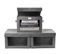 KYYGKY 3PCS Cajas de Almacenamiento de Tela, Cajas Almacenaje con Tapa y Asas, Cajas Almacenaje Ropa de Tela con Ventanas Transparentes, Plegable Cajas para Almacenar Ropa y Juguetes 38 * 24 * 24CM