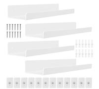 KYYGKY 4 PCS Estanterias Pared de Acrílico, Estantes Flotantes, Baldas Flotantes Pared Invisible, Repisas para Pared con Tornillos para Salon Cocina Dormitorio (Blanca,30 * 10CM)