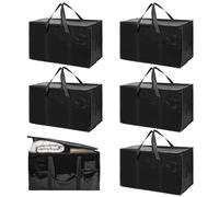 KYYGKY 6 PCS Bolsas de Almacenamiento, Bolsas de Almacenaje de Ropa de Plastico, Bolsas ropa Almacenaje Impermeables con Asas Reforzadas y Cremalleras, Bolsas para Guardar Ropa 69 * 35 * 38cm (Negro)