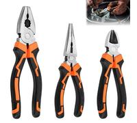 KYYGKY Juego de 3 Alicates, Alicate de Corte de Punta Larga, Alicate de Corte Diagonal de Acero al Carbono, Alicate Combinado Profesional con Mango Antideslizante (6 pulgadas/ 8 pulgadas)