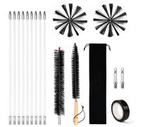 KYYGKY Kit de Deshollinamiento Limpieza de Chimenea,con 9 Varillas de 410mm, 2 Cepillos de 150mm, 1 Cepillo con Mango de Madera,1 Cepillo Largo, 1 Cinta Adhesiva, 2 Cabeza Hexagonal y 1 Bolsa de Tela