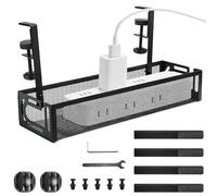 KYYGKY Organizador de Cables Escritorio, Bandeja Cables Escritorio Debajo Mesa, Caja Organizadora de Cables sin Taladro, Cesta de Malla para Ordenar Cables para Hogar Oficina y Escritorio