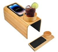 KYYGKY Bandeja para Sofa, Organizador de Reposabrazos para Sofa de Bambú con Soporte para Tazas, Bandeja para Brazo de Sofa Plegable Antideslizante, Flexible Bandeja Portavasos para Sofa 41,5*33,5cm