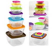 KYYGKY Recipientes de Plástico para Alimentos, 14 PCS (7 Recipientes y 7 Tapas) Contenedores Herméticos de Alimentos sin BPA, Envases de Plástico para Alimentos para Congelador y Microondas