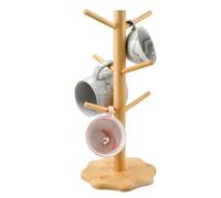 KYYGKY Soporte Tazas, Portavasos de Café con 6 Ganchos, Organizador de Tazas de Cafe de Bambú en Forma de Árbol, Soporte para Colgar Tazas de Cafe con Base Engrosada (Base de flor de ciruelo)