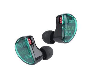 KZ AS10 5BA HiFi Stereo in-Ear Earphone High Resolution Earbud Headphone with 0.75mm 2 Pin Cable Five Balanced Armature Drivers Noise Cancelling (Mic Cyan)