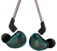 KZ AS10 - Monitores de músicos intraurales estéreo de Cinco Controladores de Alta fidelidad con Cable de Audio Trenzado extraíble (Cian sin micrófono)