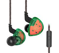KZ ES4 Auriculares ergonómicos para Auriculares con micrófono, audífonos Bass HiFi para Monitor auditivo con reemplazo de Auriculares para Correr Gimnasio de Ejercicio (Verde con micrófono)