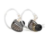 KZ ZA12 - Auriculares intraurales híbridos 2DD+4BA, Monitor intraural KZ con Interruptor de sintonización de 4 Niveles, Cable IEM Chapado en Plata para audiófilos (sin micrófono, Negro Mate)