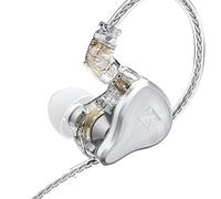 KZ ZAS - Auriculares intraurales con cable, 16 unidades, híbridos, con monitor de oído, 7B 1DD, IEM con 8 núcleos, cable chapado en plata (blanco, con micrófono)