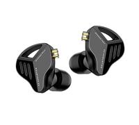 KZ ZVX HiFi In Ear Monitores Auriculares Dual Dynamic Drivers In-Ear Auriculares con Cable Plano OFC Desmontable 2PIN 0.75mm para audiófilos, PC, MP3, MP4(con micrófono, Negro)