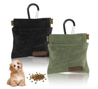 Kzanvov 2 bolsas de golosinas para perros, bolsas de golosinas para perros para entrenamiento de mascotas, bolsa portátil de cierre automático con mosquetón para viajes de cachorros o uso al aire