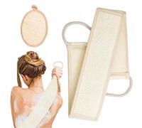 KZAQW 2 Piezas Guantes Exfoliante, Esponja Exfoliante Natural de Lufa, Correa Espalda de Cáñamo, Eliminación Suave de Pieles Muertas, Limpieza Profunda en la Ducha, Relaja tu Cuerpo