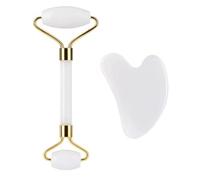 KZAQW Piedra Gua Sha Facial y Rodillo Jade Autentico, Masajeador Facial Antiarrugas, Relajante y Reafirmante, Guasha Masajeador Facial para Esculpir la Línea de la Mandíbula y Reducir las Hinchazones