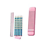 KZGMMHY8 Caja de lápices Creativa y Sencilla para Estudiantes de Primaria/niños, Cada lápiz se coloca en una Ranura de Pluma Independiente, portátil y Limpia(Color: Rosa, tamaño: 22,5 x 5,5 cm)
