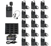 KZH Tour Guide System, Portátil Sistema de Guía Turística, 1 Transmisores 15 Receptores, 150 m 18 Canales, Conjunto de guía turística con Auriculares para Turismo, fábrica, Universidad, Museos