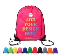 KZhanmy Mochila con cordón personalizado con tu logotipo, juego de 50/100, mochila personalizada, bolsa trasera con cordón personalizado para gimnasio deportivo, rosa roja, M, Clásico