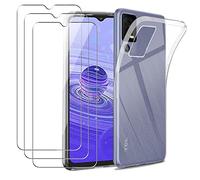 KZIOACSH Funda para TCL 40R 5G + 3 Pack Cristal Templado,Silicona Carcasa Transparente TPU Protección,Ultra Slim Anti Choque Anti Arañazos para TCL 40R 5G