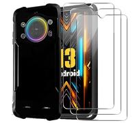 KZIOACSH Funda para Ulefone Armor 21 + [3 Pack] Cristal Templado,[Ultra Slim],[Anti-Rasguño] Carcasa de Silicona Líquida Gel Ultra Suave Funda Protectora de Cover，Negro