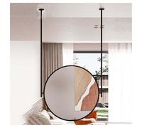 KZKZK Espejo Colgante de Techo con Poste de Metal Redondo, Espejo de tocador Colgante de Pared for Pasillo, for Entrada, guardarropa y decoración del hogar(Black,80x80cm)