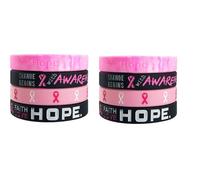 KZL Pulsera de goma de concienciación sobre el cáncer de mama, pulsera de silicona con cinta rosa, esperanza, fe, fuerza, coraje, superviviente, inspiradora, para mujeres, 4.8cm, Silicona, Ágata