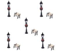 Kznifmk 10 Piezas 1/12 Casa de Muñecas en Miniatura Parque Navideño LáMpara de Calle y Banco Muñeca DecoracióN de JardíN Muebles de JardíN DecoracióN en Miniatura Juguete