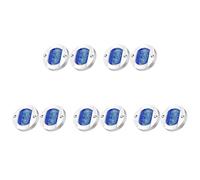 Kznifmk 10X DC12V Luces de CortesíA LED para Barcos Marinos Redondas Luz de PosicióN Lateral de Popa de Cabina de Cubierta 6 LED Luz de NavegacióN Azul