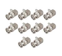 Kznifmk 10X Enchufe Macho BNC en ángulo Recto Crimp para RG58 RG400 RFC195 Conector Adaptador Coaxial, Plateado
