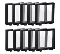 Kznifmk 10X Estuche Flotante 3D Negro DesafíO Portamonedas Pantalla Flotante con Base para Monedas Medallones Joyas